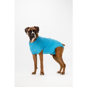 Műtét utáni ruha - Csinieb - hasi részt is mutatja - ivartalanítás után - hasi műtét után - KAN fazon - kék színű