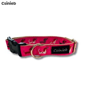 Klasszikus nyakörv - RÓZSASZÍN TACSI MINTÁS