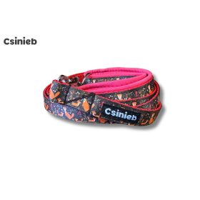 Fix bélelt póráz - BARNA RÓKA MINTÁS - PIROS