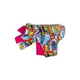   Csillag kabát  - SÁRGA KÉPREGÉNY MINTÁS - ROMBUSZ PUFI - PINK POLÁR