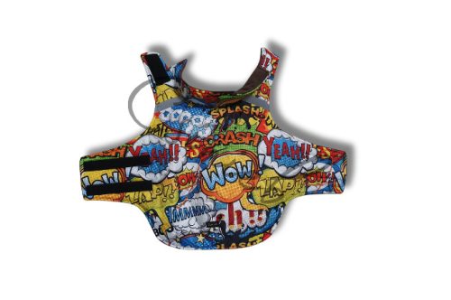 Csillag kabát  - SÁRGA KÉPREGÉNY MINTÁS - ROMBUSZ PUFI - PINK POLÁR